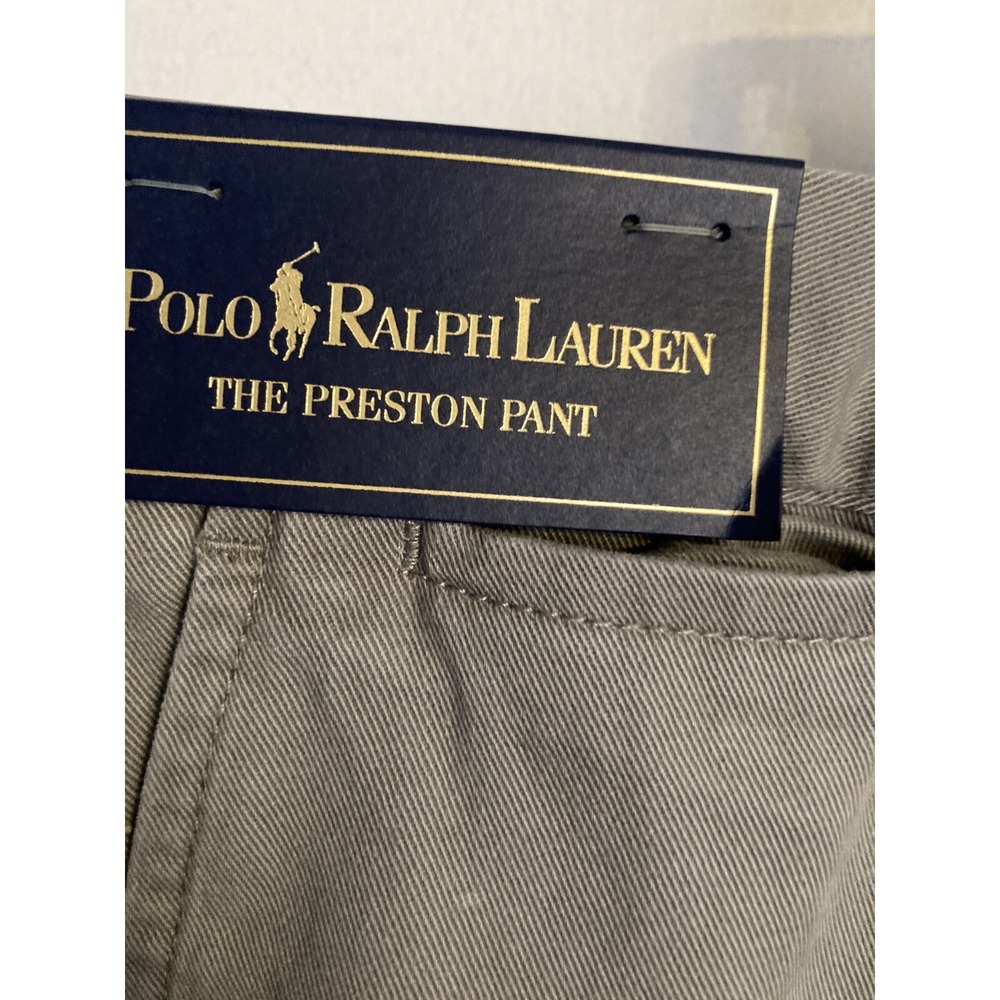 Polo Ralph Lauren Pants Men's 38x32 Gray Chino The Preston Flat Front Vtg #1827 - Picture 2 of 12